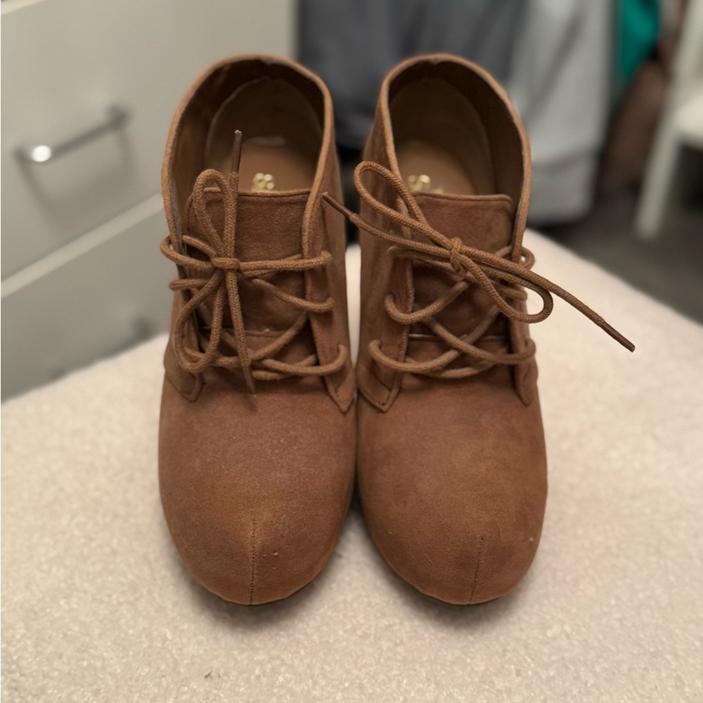 Brown Lace-Up Ankle Boots